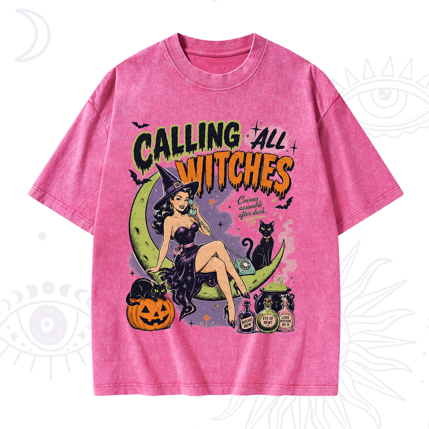 Purplehecate Calling All Witches Halloween Washed T-Shirt