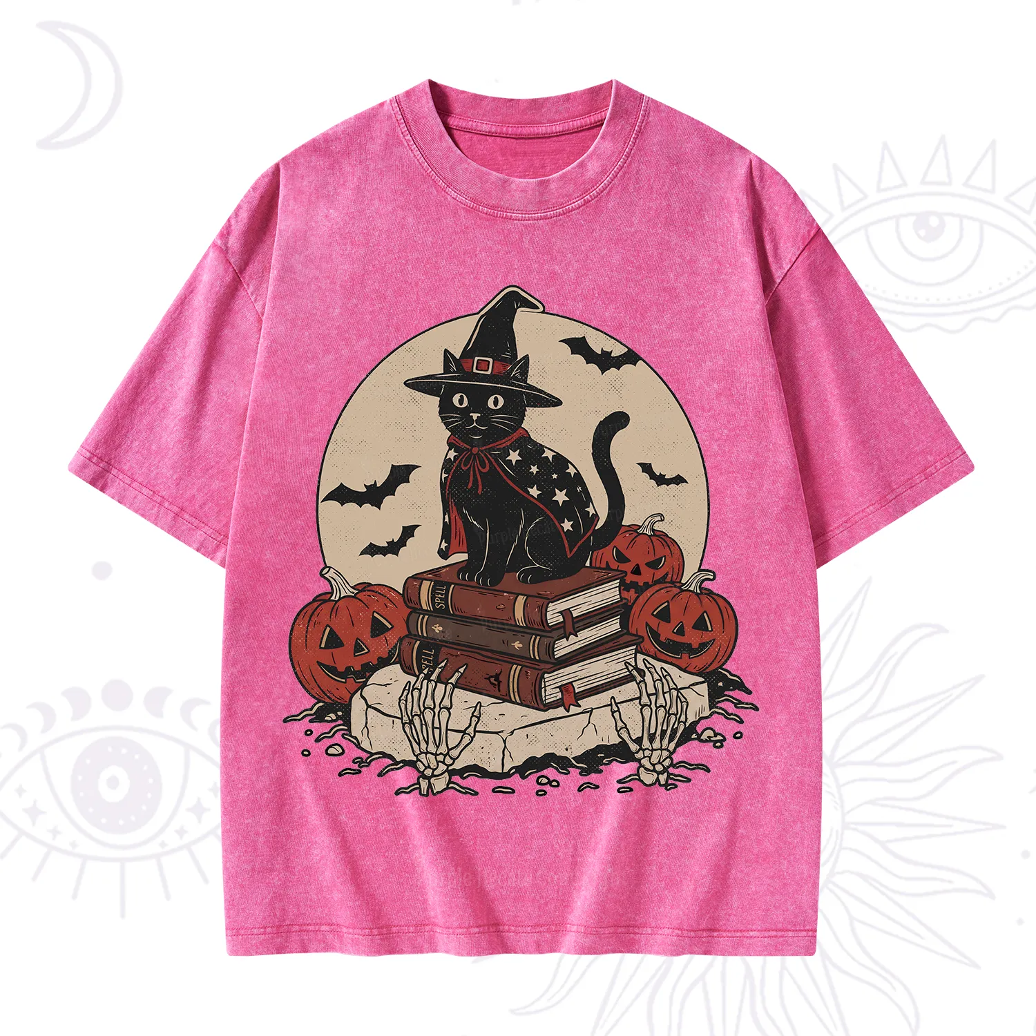 Purplehecate Witch Hat Pumpkin Washed T-Shirt