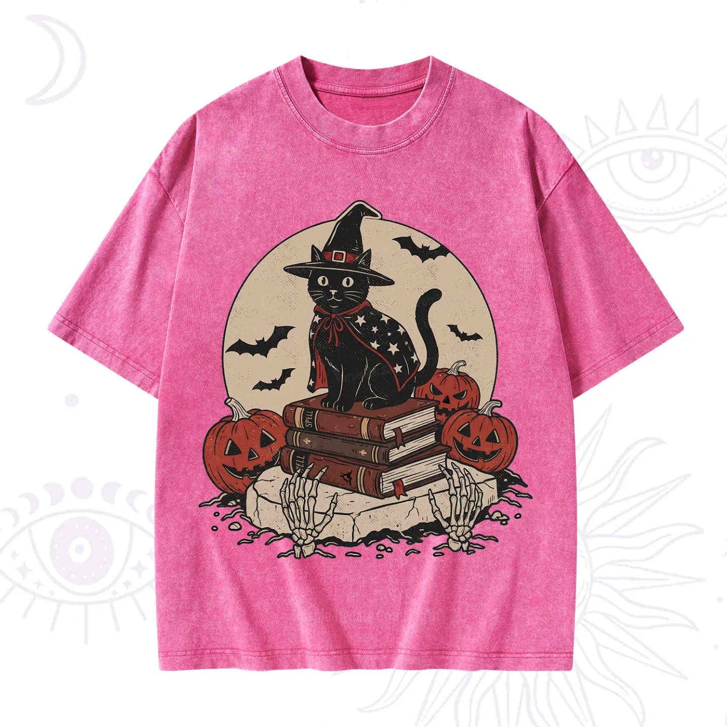 Purplehecate Witch Hat Pumpkin Washed T-Shirt