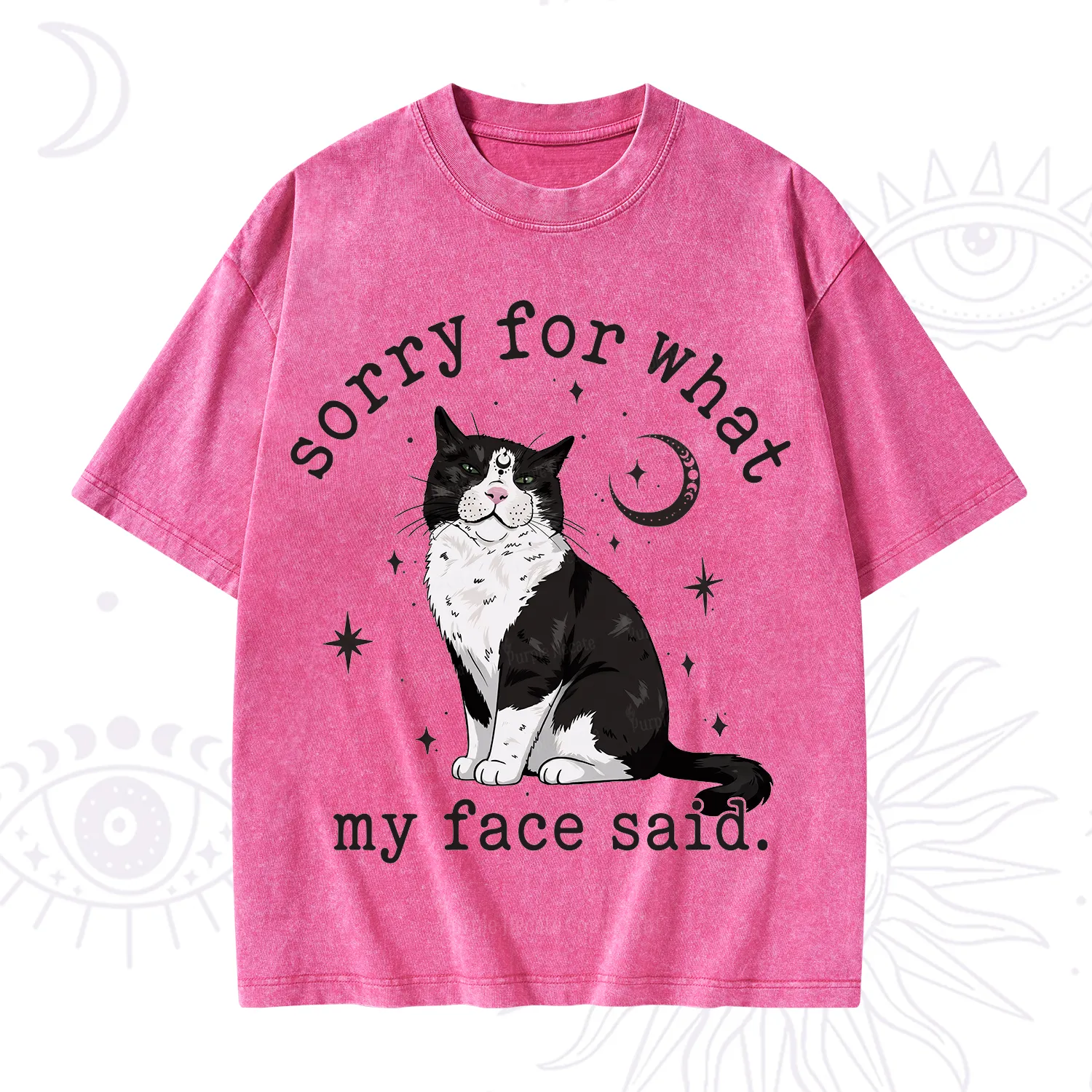 Purplehecate Sorry For What My Face Said Cat Washed T-Shirt
