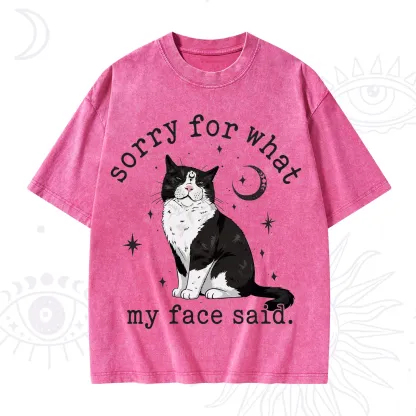 Purplehecate Sorry For What My Face Said Cat Washed T-Shirt