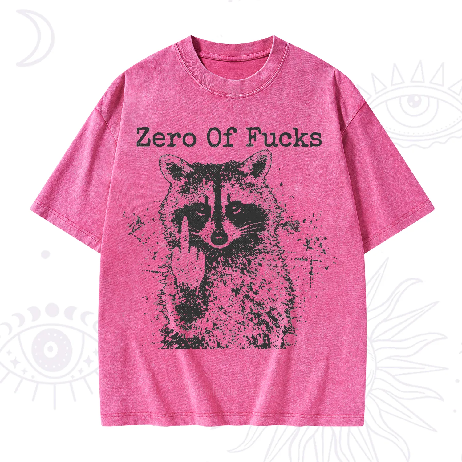 Purplehecate Zero Of Fucks Raccoon Washed T-Shirt