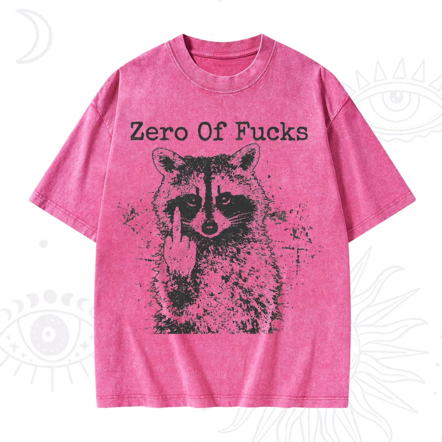 Purplehecate Zero Of Fucks Raccoon Washed T-Shirt