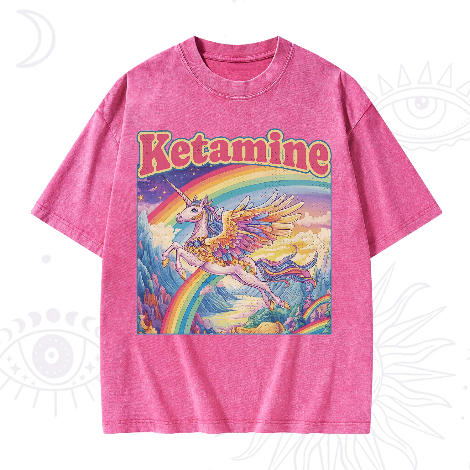 Purplehecate Ketamine Rainbow Unicorn Washed T-Shirt