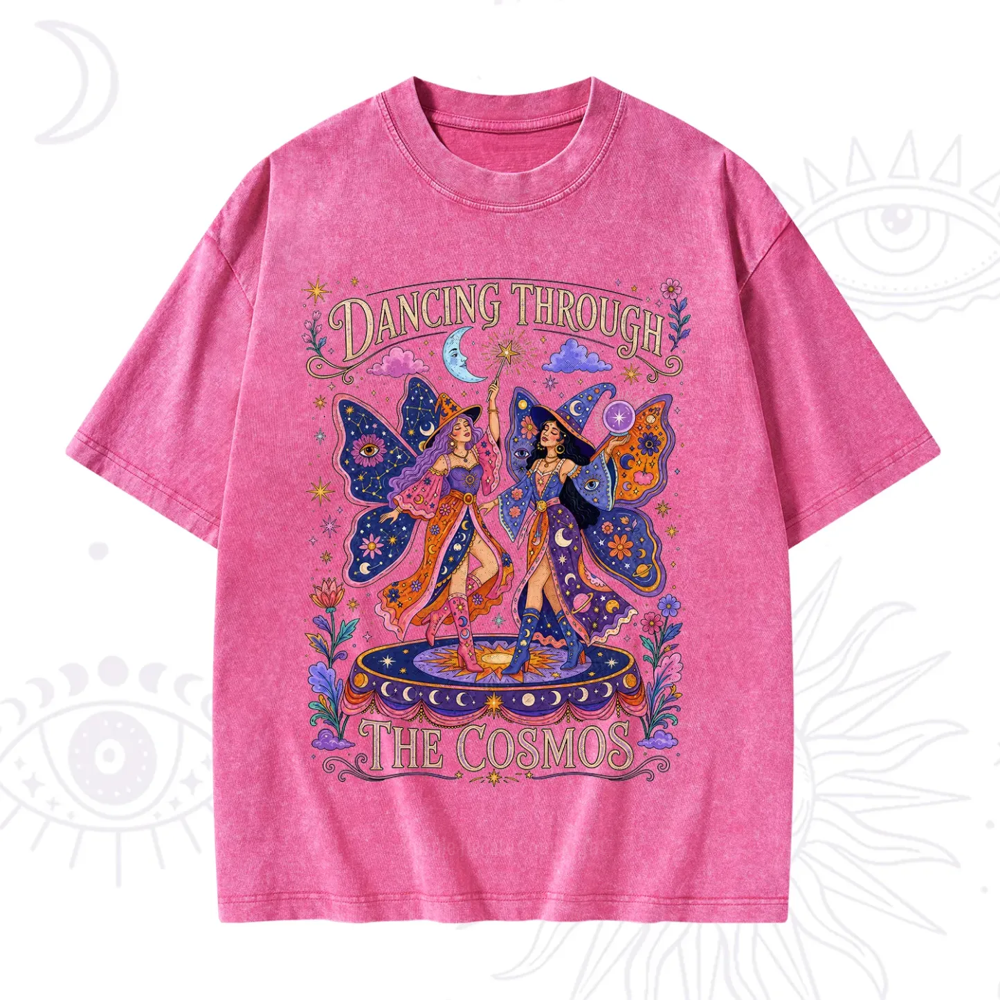 Purplehecate Dancing Through the Cosmos Washed T-Shirt