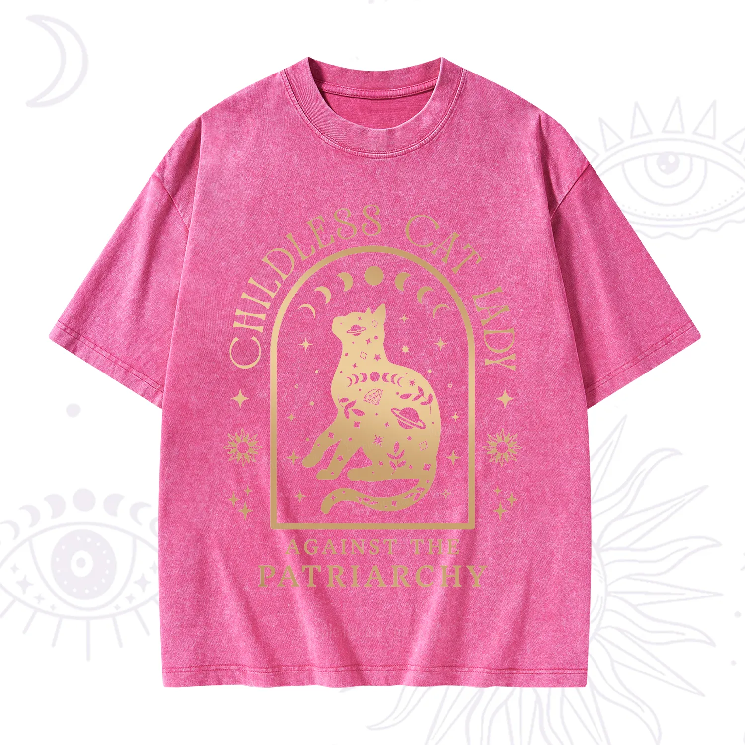 Purplehecate Childless Cat Lady Against the Patriarchy Washed T-Shirt