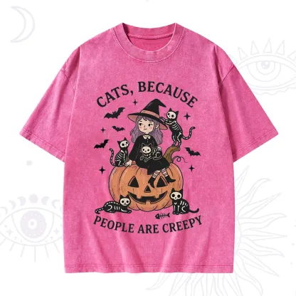Purplehecate Cats Because People Are Creepy Washed T-Shirt