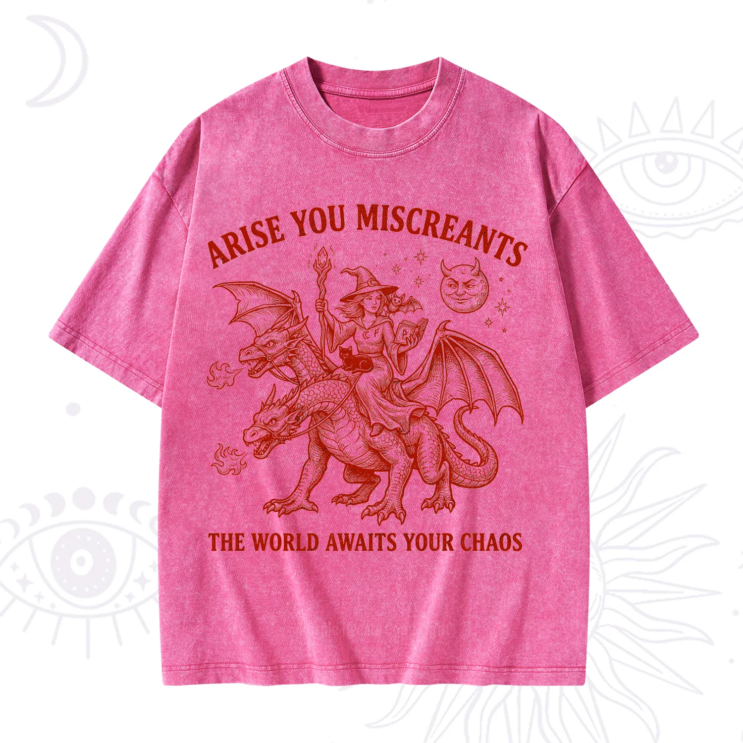 Purplehecate Arise You Miscreants Chaos Rider Witch Washed T-Shirt