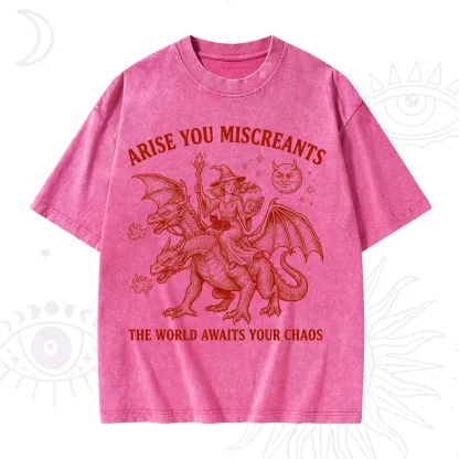 Purplehecate Arise You Miscreants Chaos Rider Witch Washed T-Shirt