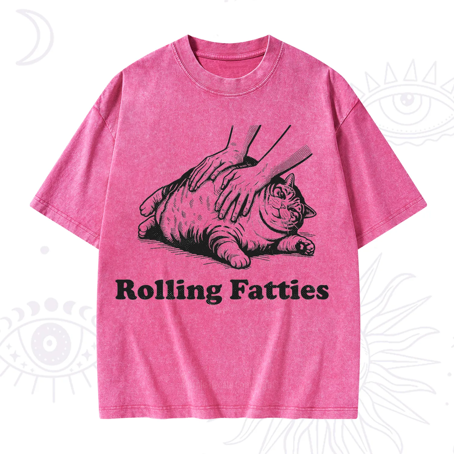 Purplehecate Rolling Fatties Cat Washed T-Shirt