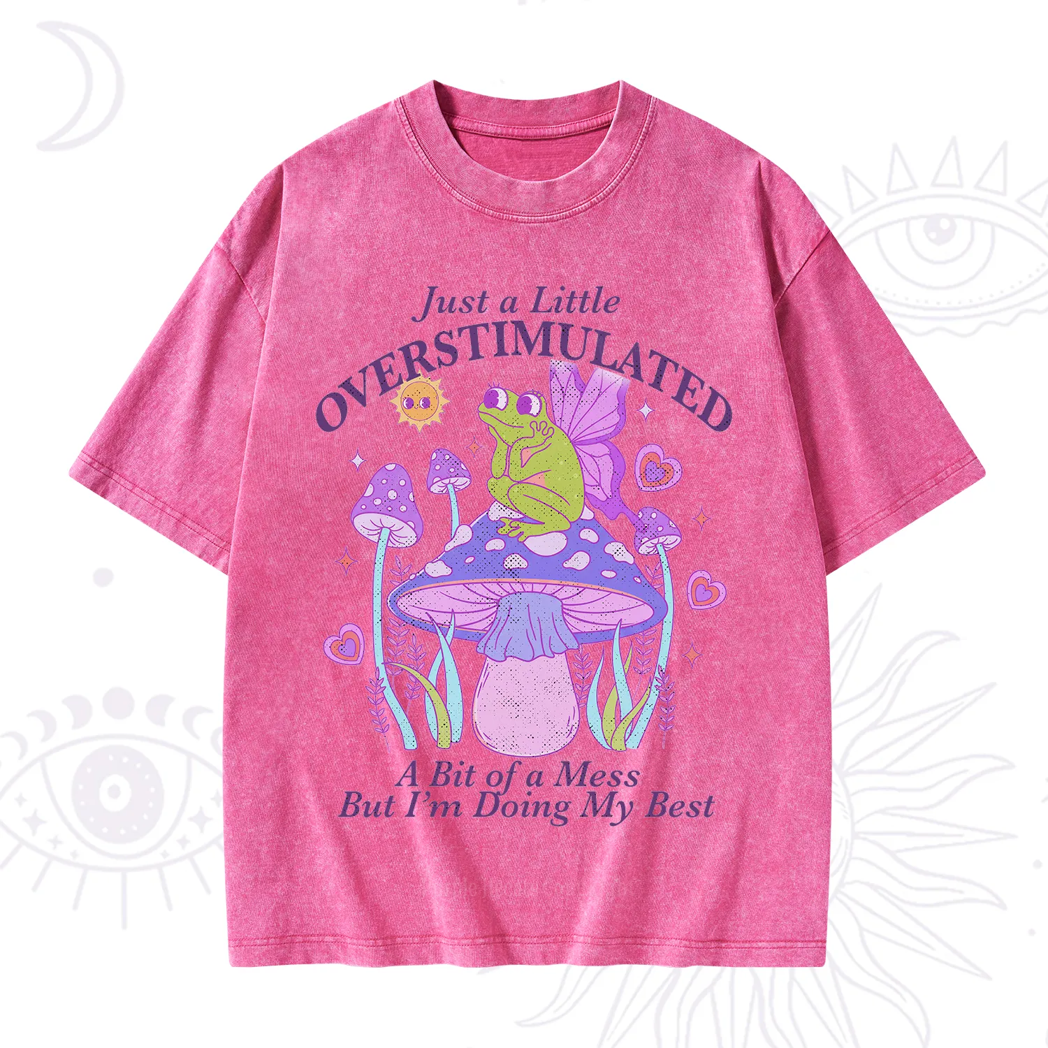 Purplehecate Just a Little Overstimulated Frog Washed T-Shirt