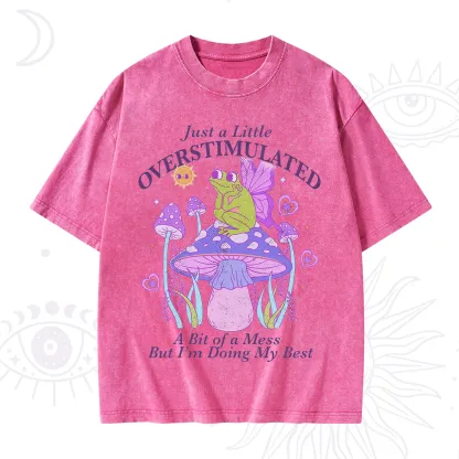 Purplehecate Just a Little Overstimulated Frog Washed T-Shirt