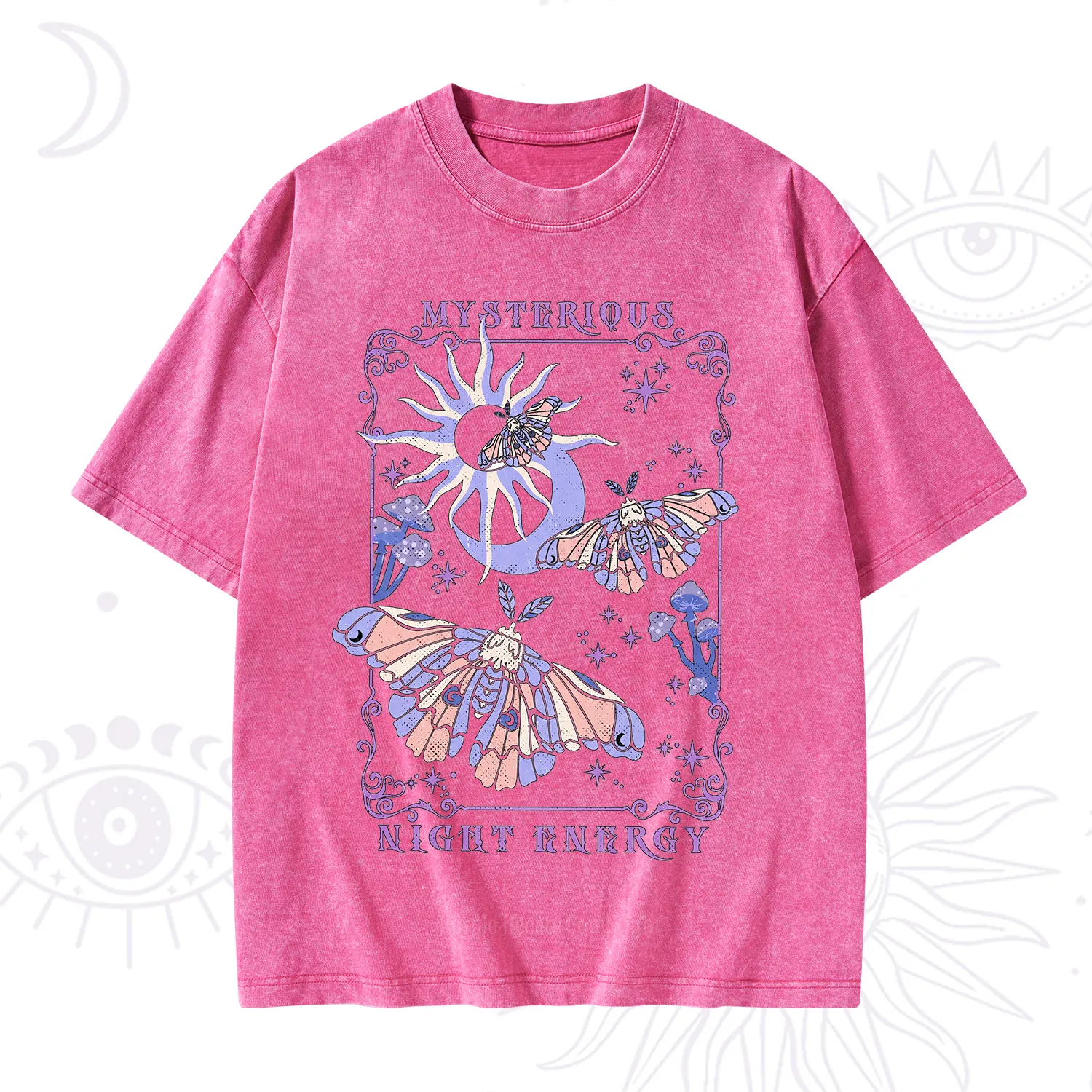 Purplehecate Mysterious Night Energy Moth Washed T-Shirt