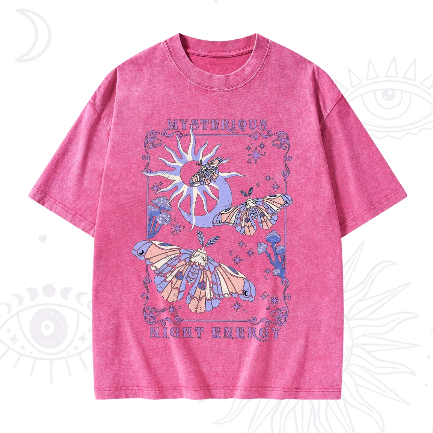 Purplehecate Mysterious Night Energy Moth Washed T-Shirt