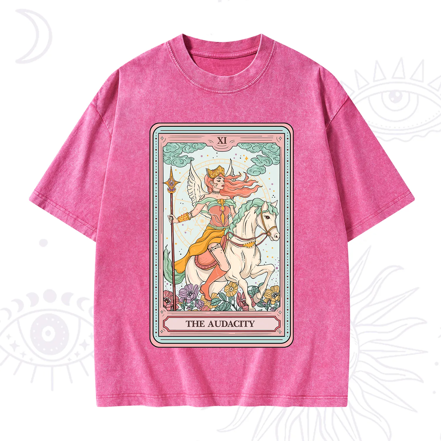 Purplehecate The Audacity Winged Goddess Tarot Card Washed T-Shirt