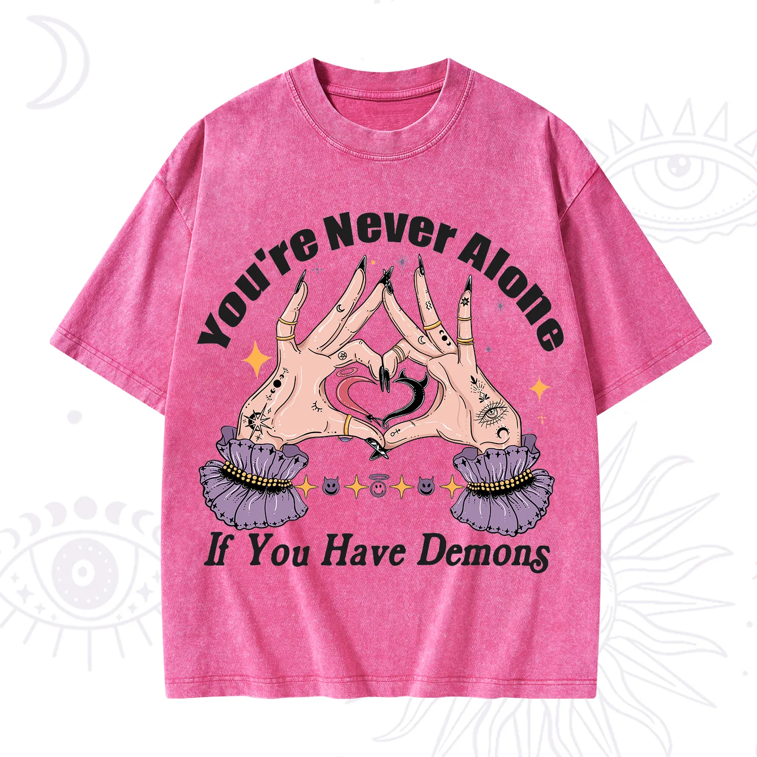 Purplehecate You're Never Alone If You Have Demons Washed T-Shirt