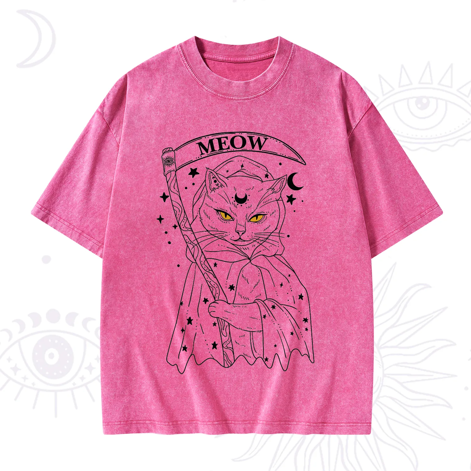 Purplehecate Grim Meow Reaper Washed T-Shirt