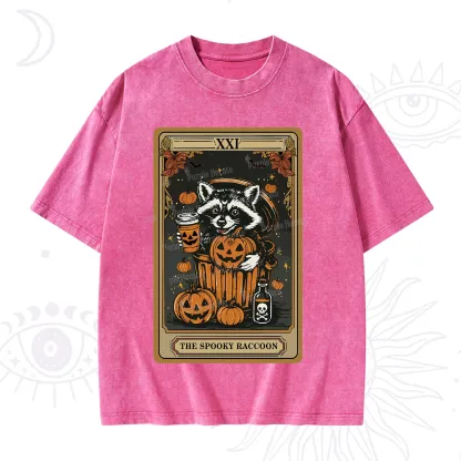 Purplehecate The Spooky Raccoon Tarot Halloween Washed T-Shirt