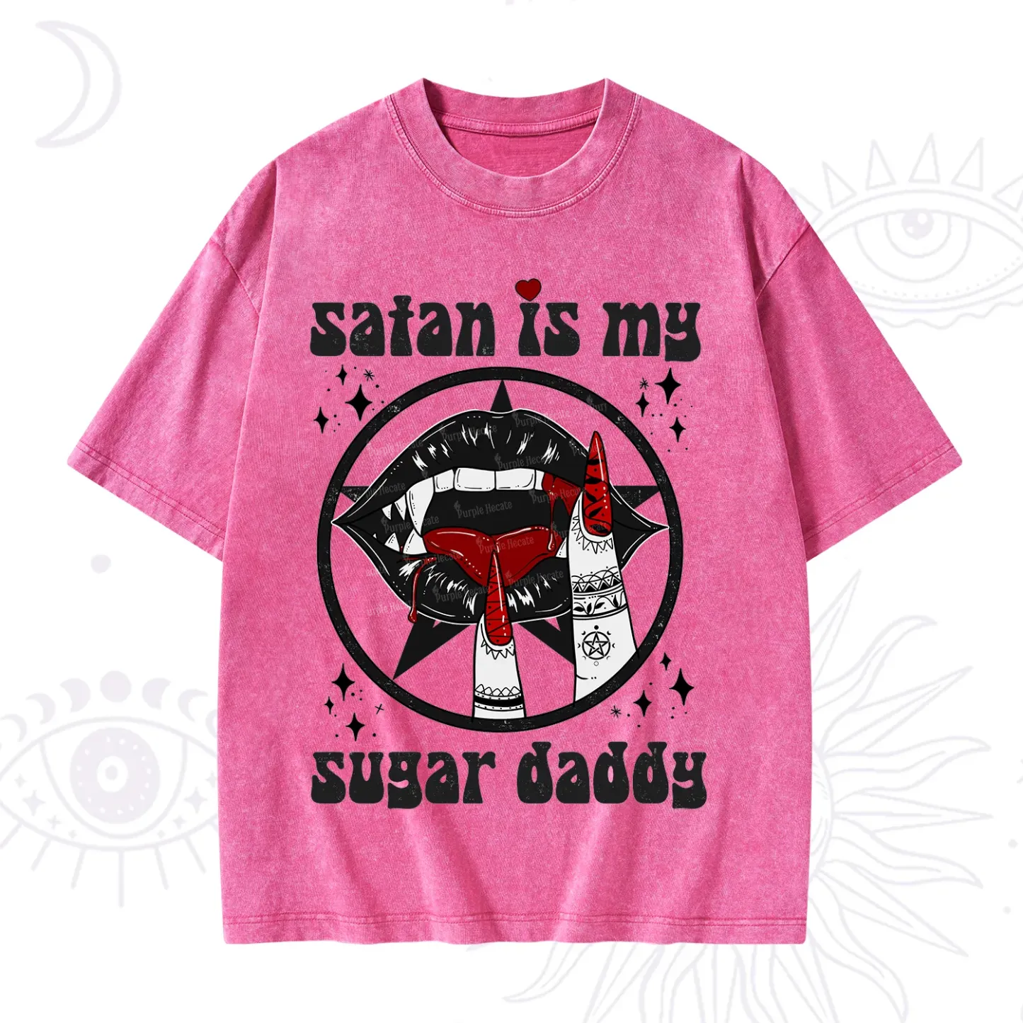 Purplehecate Satan Is My Sugar Daddy Washed T-Shirt