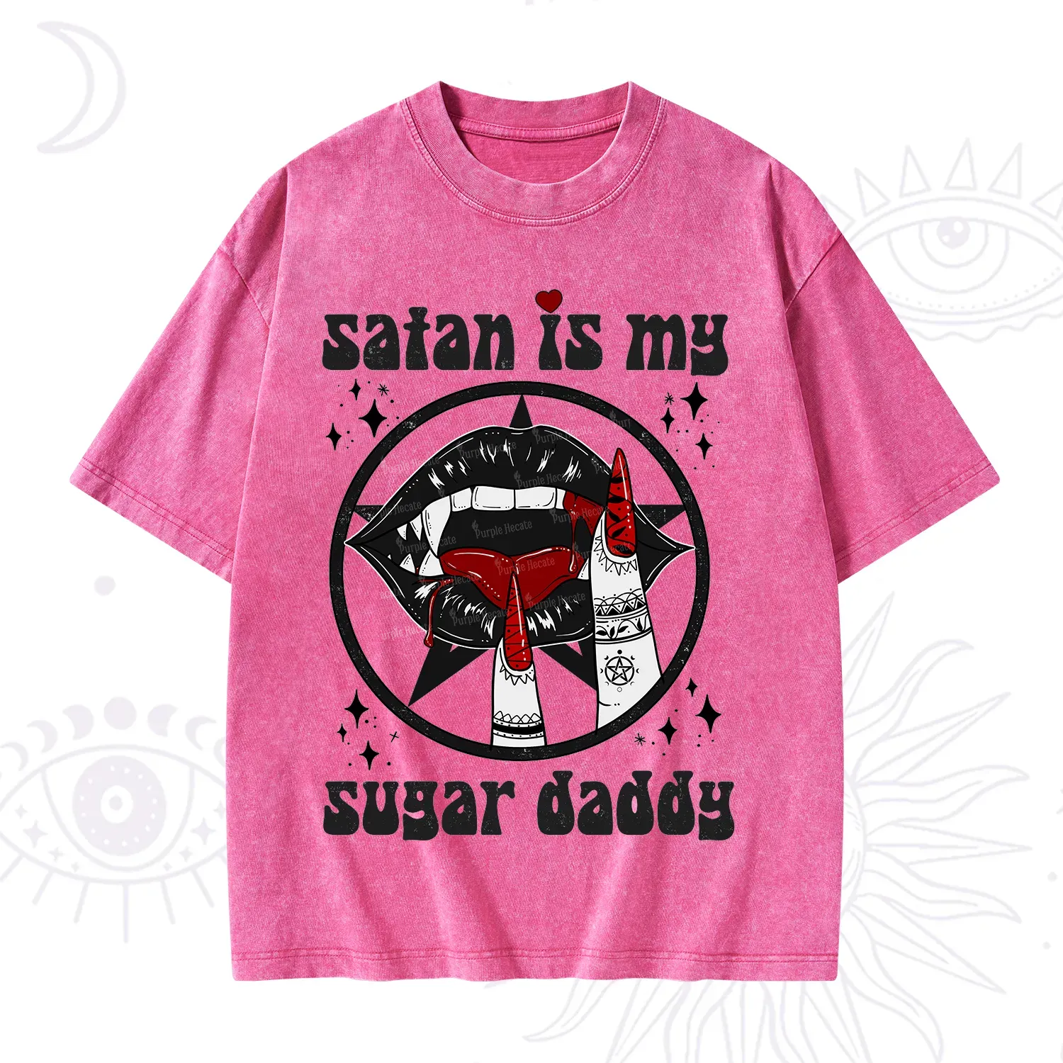 Purplehecate Satan Is My Sugar Daddy Washed T-Shirt