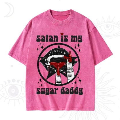 Purplehecate Satan Is My Sugar Daddy Washed T-Shirt