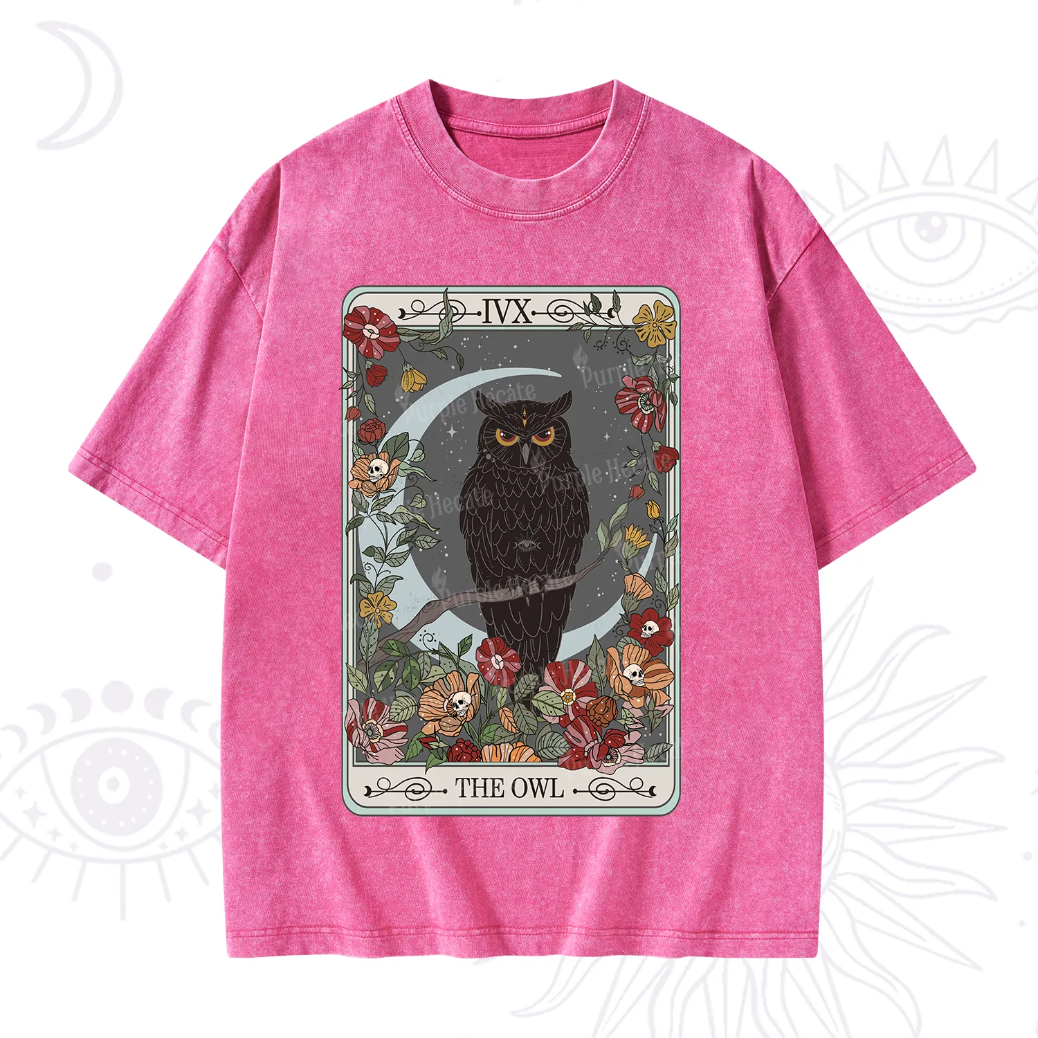 Purplehecate The Owl Tarot Washed T-Shirt