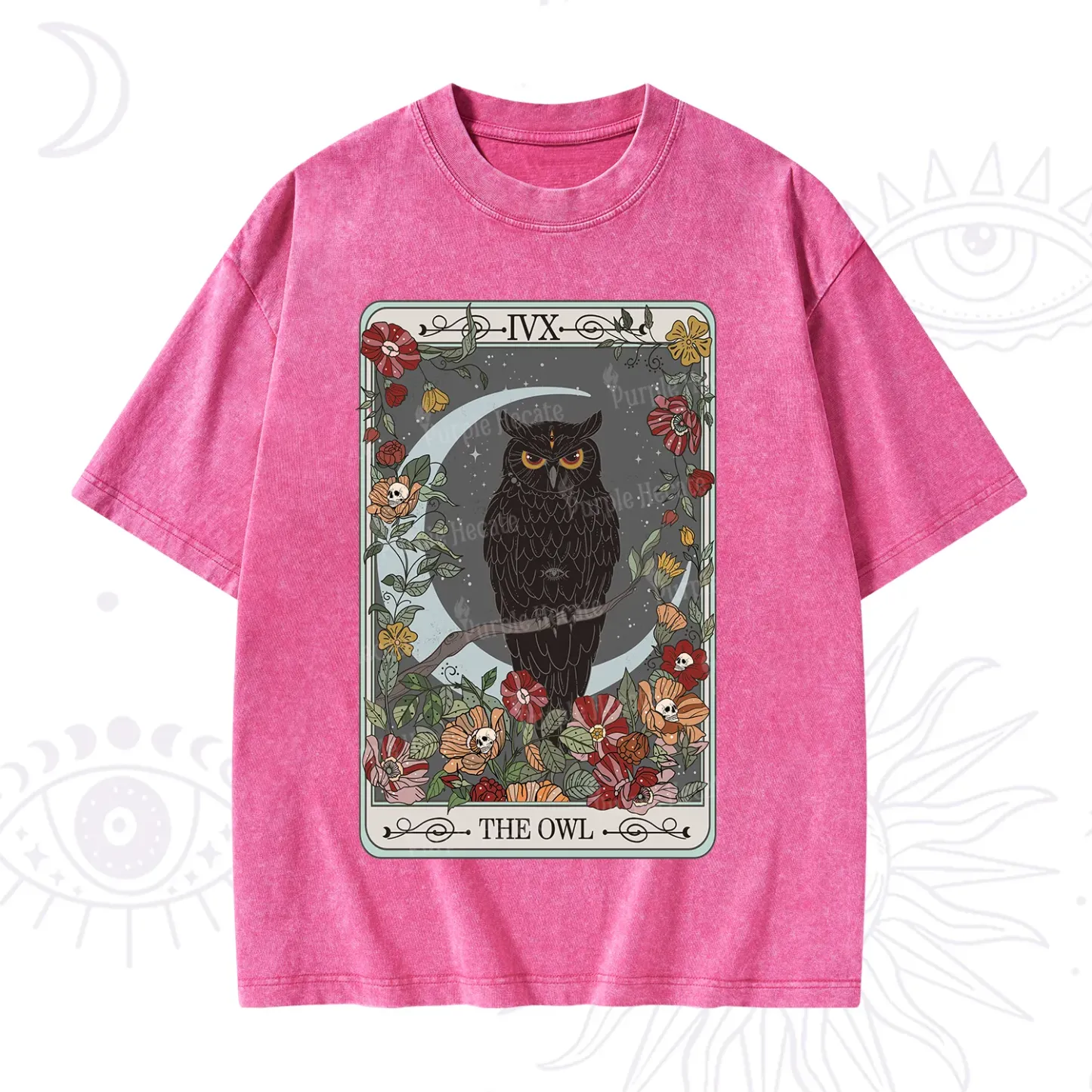 Purplehecate The Owl Tarot Washed T-Shirt