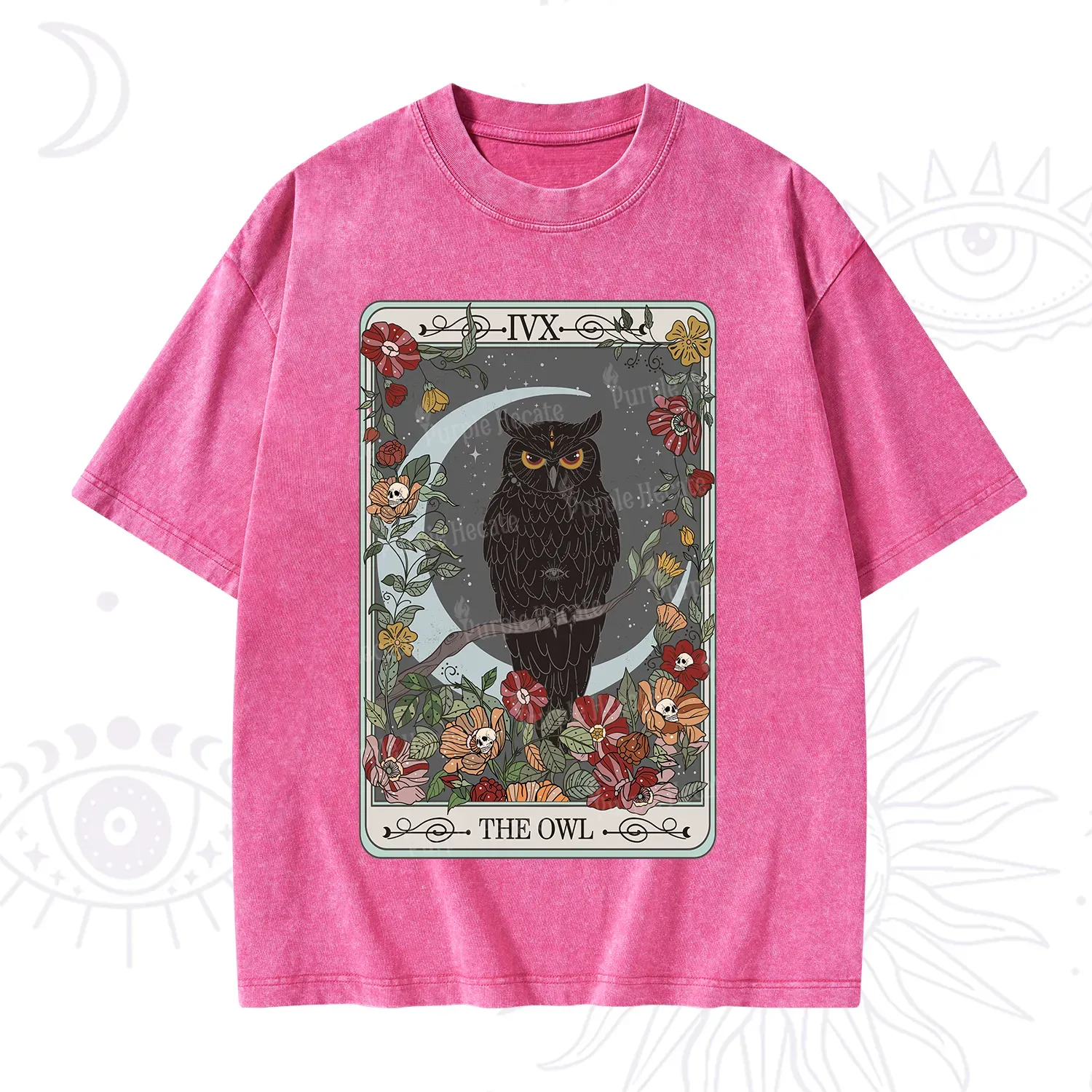 Purplehecate The Owl Tarot Washed T-Shirt