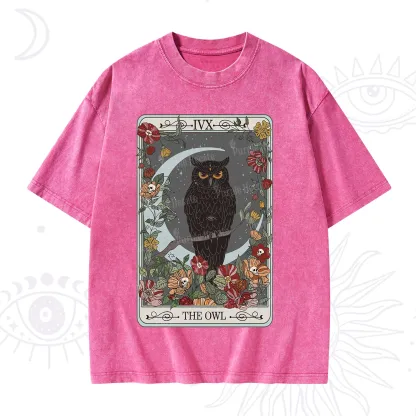 Purplehecate The Owl Tarot Washed T-Shirt