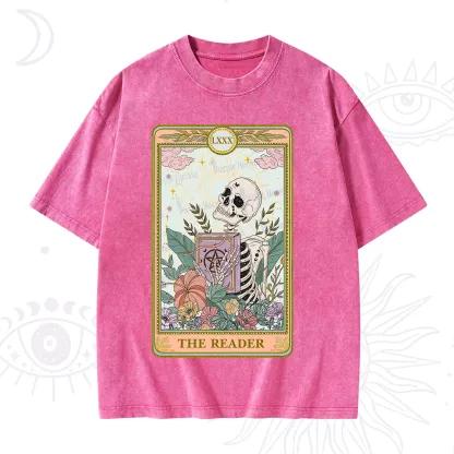 Purplehecate The Reader Occult Tarot Skeleton Washed T-Shirt