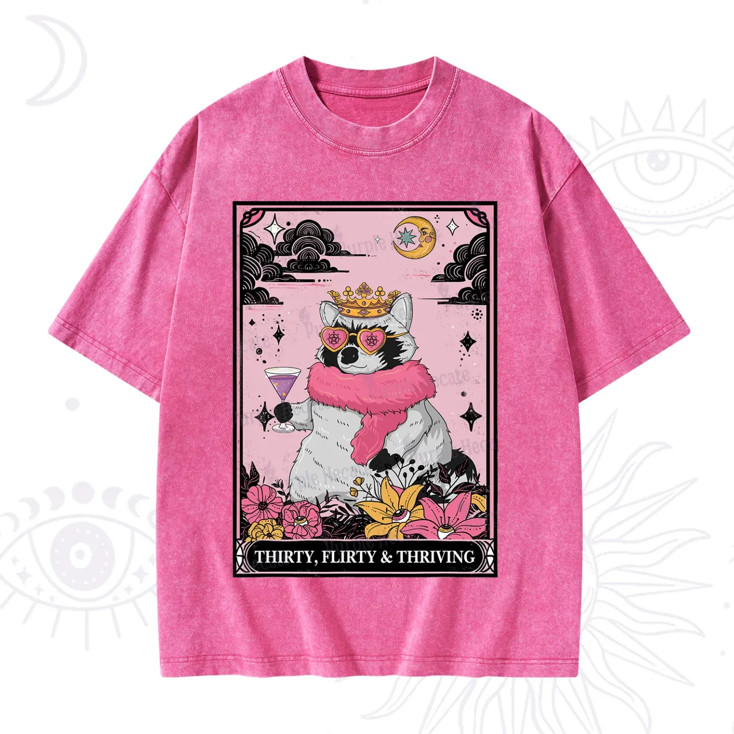 Purplehecate The Thirty Flirty Thriving Oracle Card Washed T-Shirt