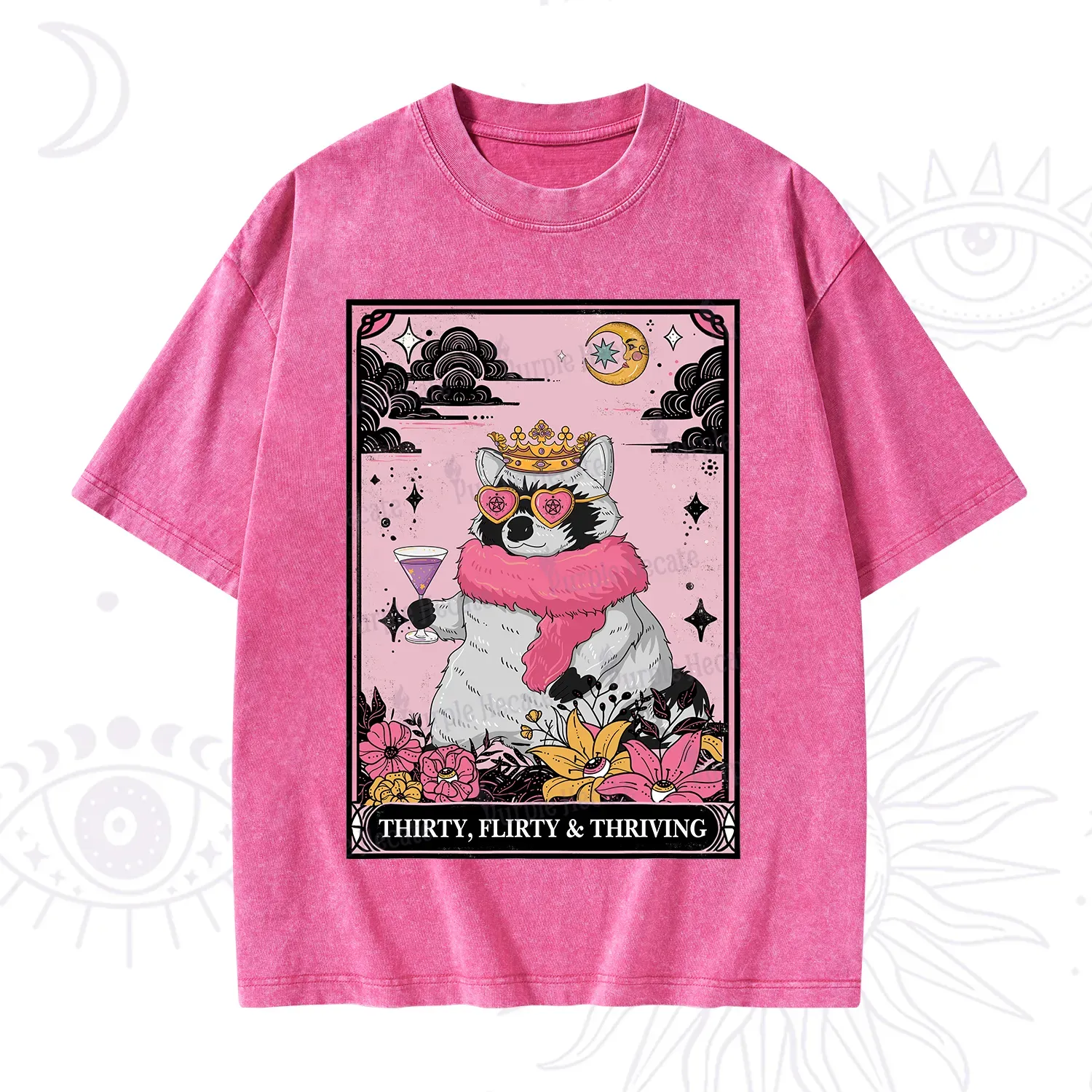 Purplehecate The Thirty Flirty Thriving Oracle Card Washed T-Shirt
