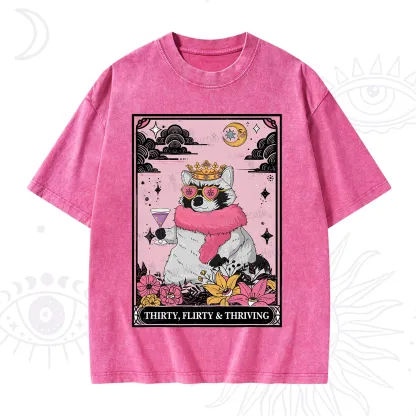 Purplehecate The Thirty Flirty Thriving Oracle Card Washed T-Shirt