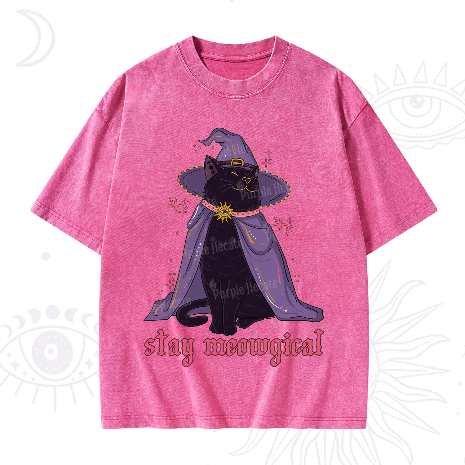Purplehecate Stay Meowgical Cat Washed T-Shirt