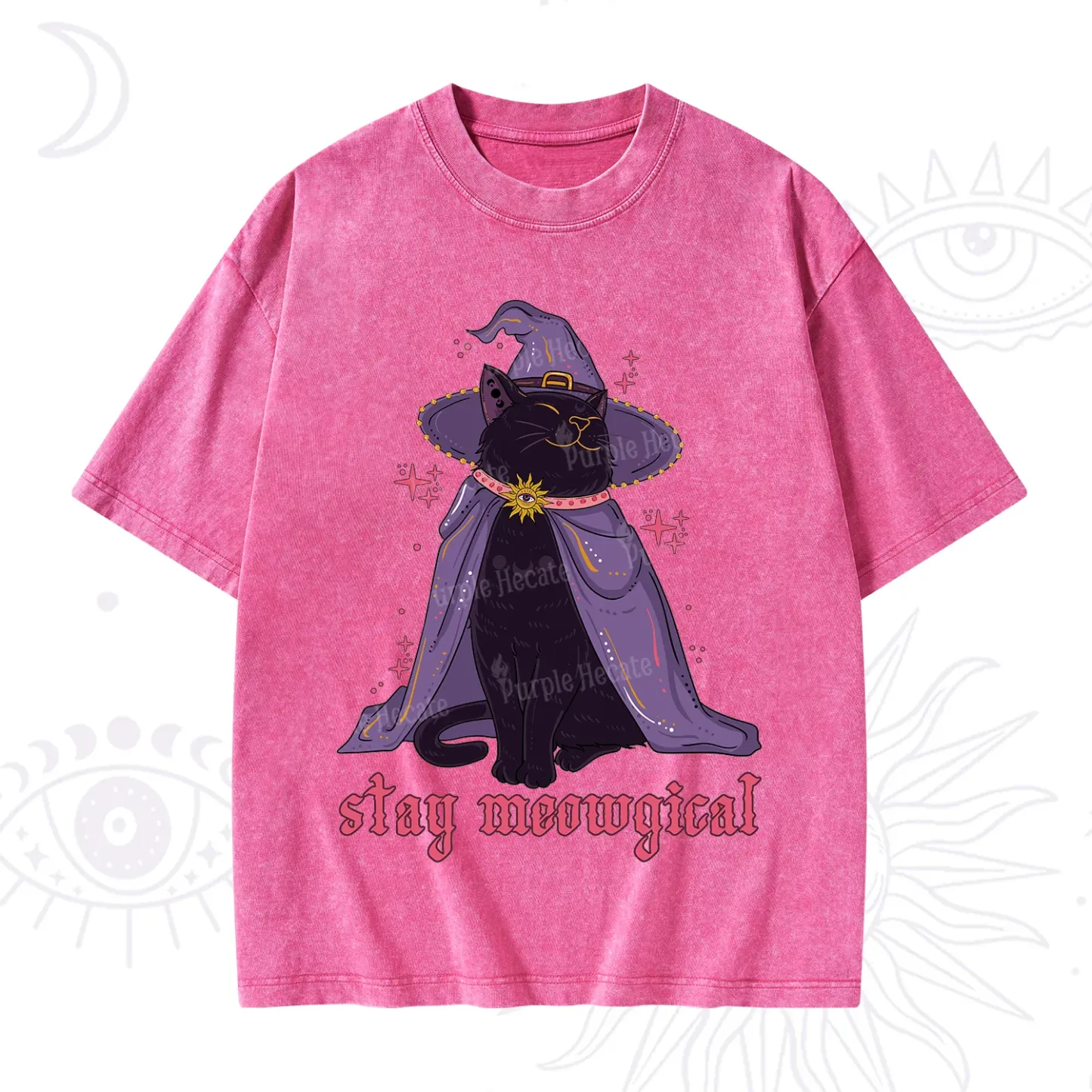 Purplehecate Stay Meowgical Cat Washed T-Shirt