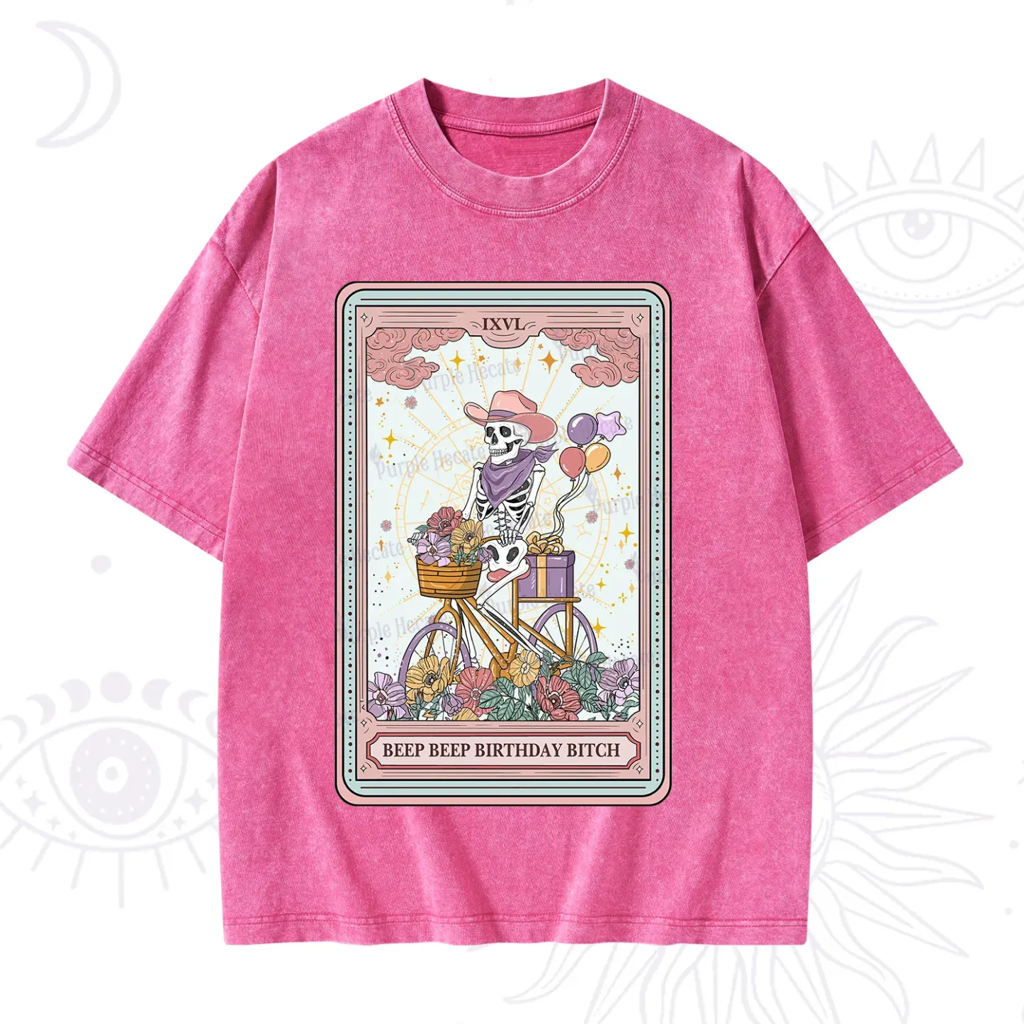 Purplehecate The Beep Beep Birthday Bitch Tarot Washed T-Shirt