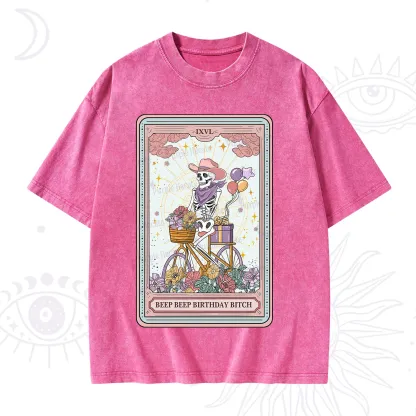 Purplehecate The Beep Beep Birthday Bitch Tarot Washed T-Shirt