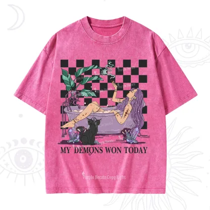 Purplehecate My Demons Won Today Washed T-Shirt