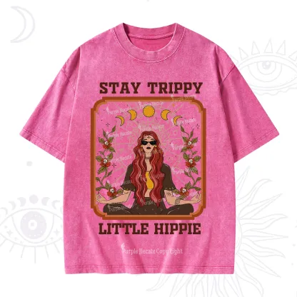 Purplehecate Stay Trippy Little Witchy Hippie Washed T-Shirt