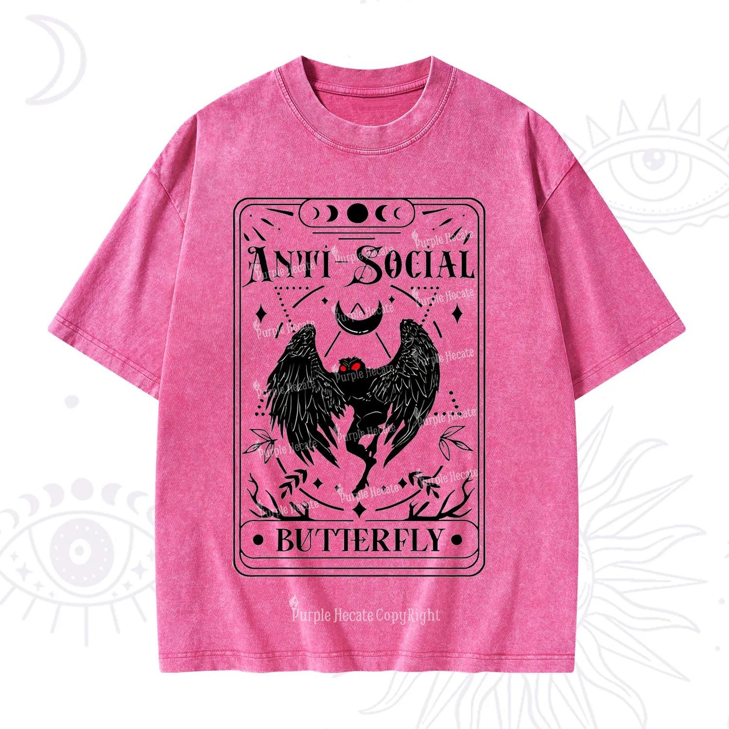 Purplehecate The Antisocial Butterfly Oracle Card Washed T-Shirt