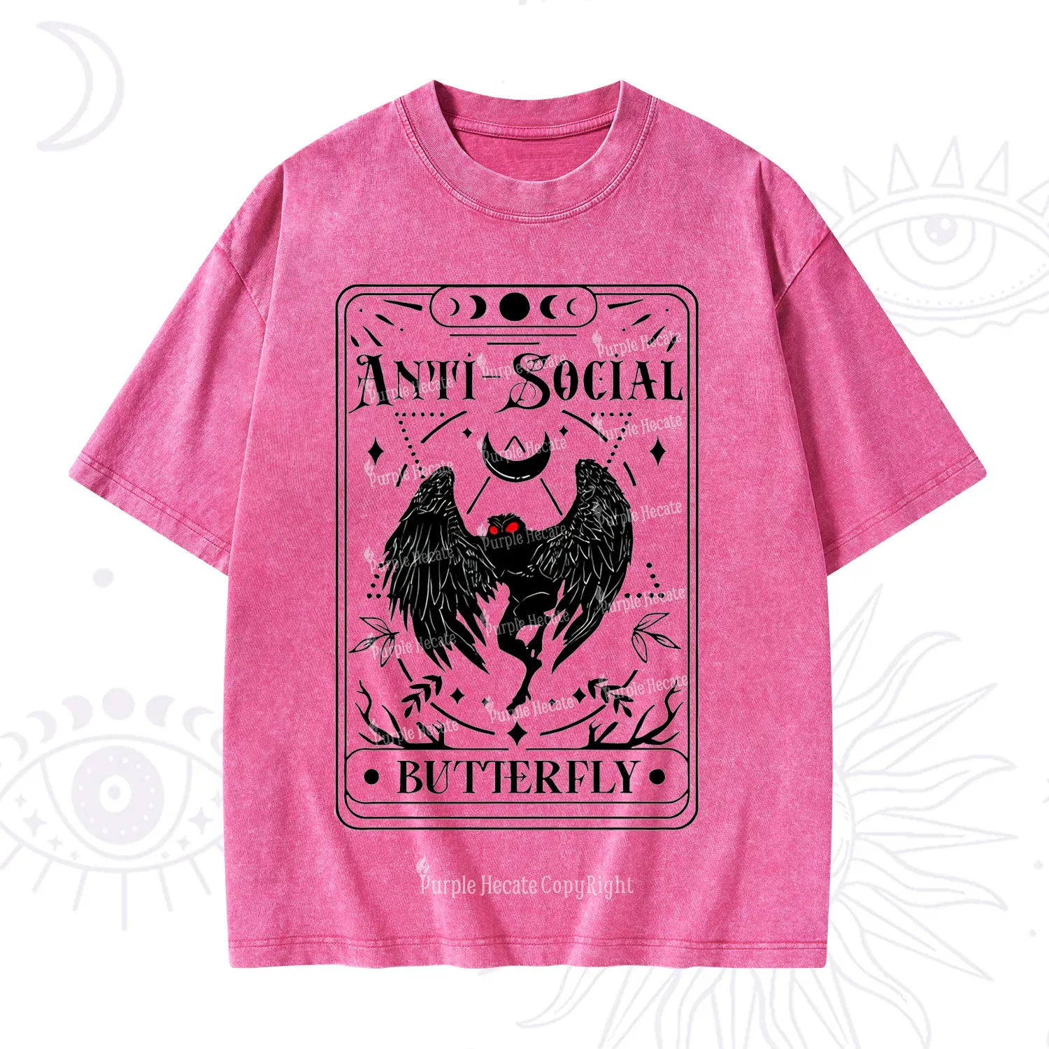 Purplehecate The Antisocial Butterfly Oracle Card Washed T-Shirt