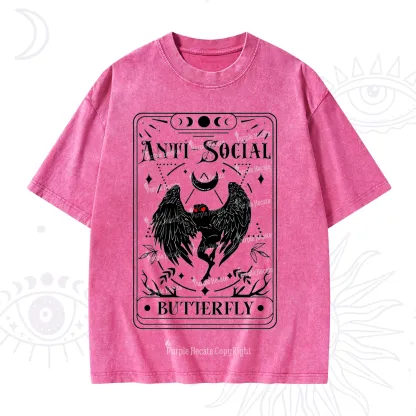 Purplehecate The Antisocial Butterfly Oracle Card Washed T-Shirt