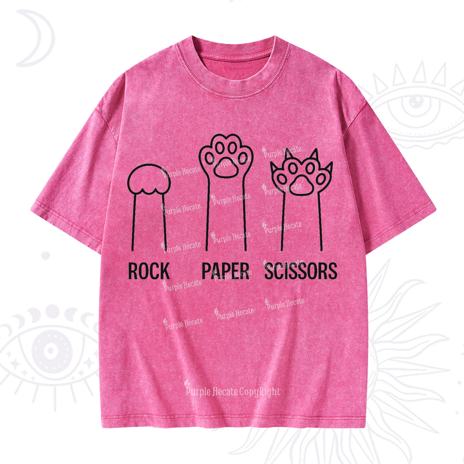 Purplehecate Rock Paper Scissors Cat Paw Edition Washed T-Shirt