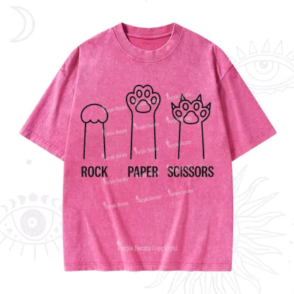 Purplehecate Rock Paper Scissors Cat Paw Edition Washed T-Shirt
