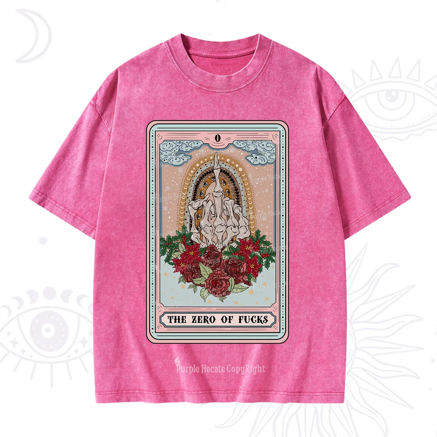 Purplehecate The Zero Of Fucks Tarot Christmas Washed T-Shirt