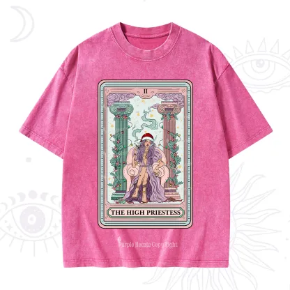 Purplehecate The High Priestess Tarot Card Christmas Washed T-Shirt