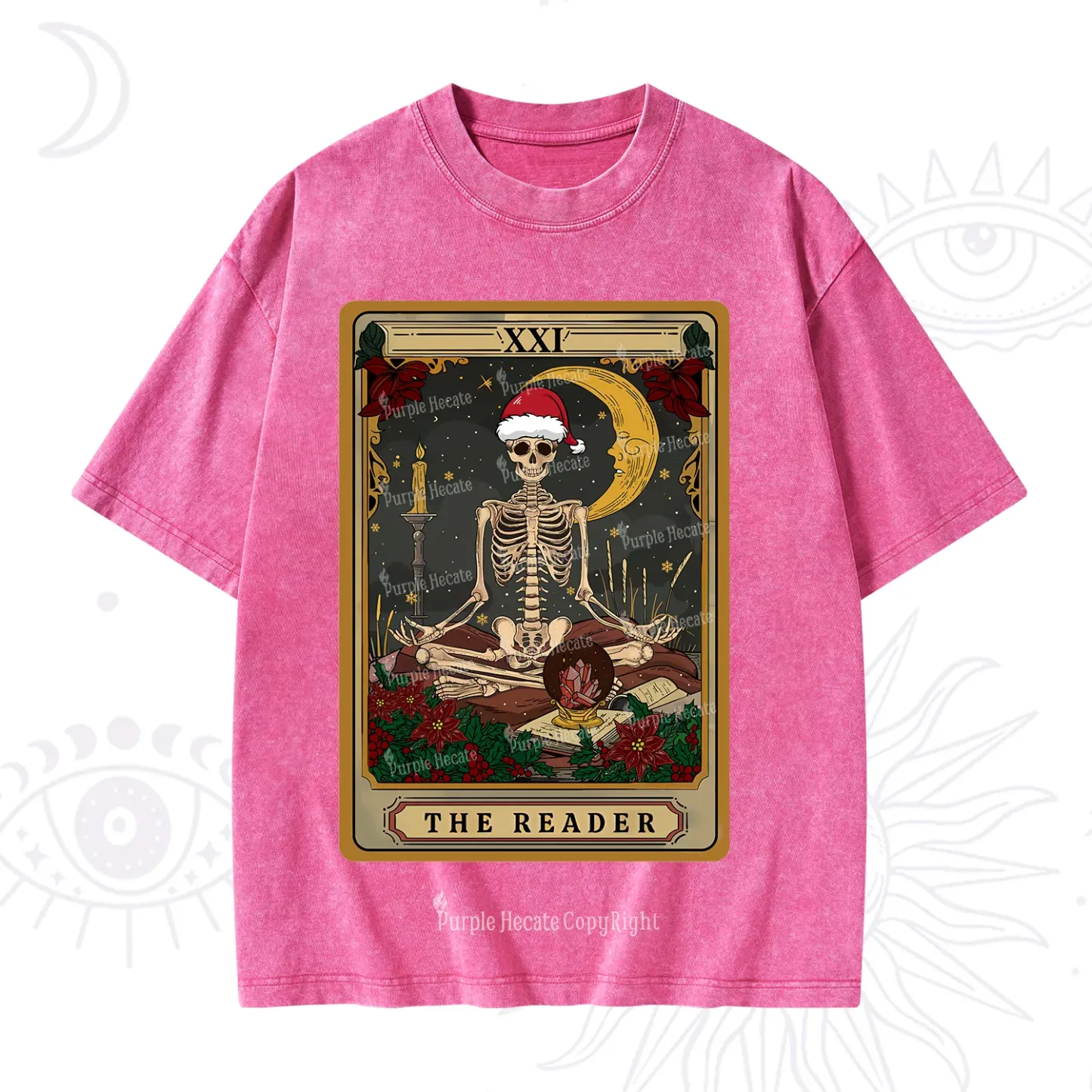 Purplehecate The Reader Tarot Christmas Washed T-Shirt