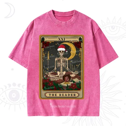 Purplehecate The Reader Tarot Christmas Washed T-Shirt