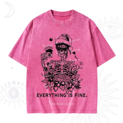 Purplehecate Everything Is Fine Christmas Washed T-Shirt