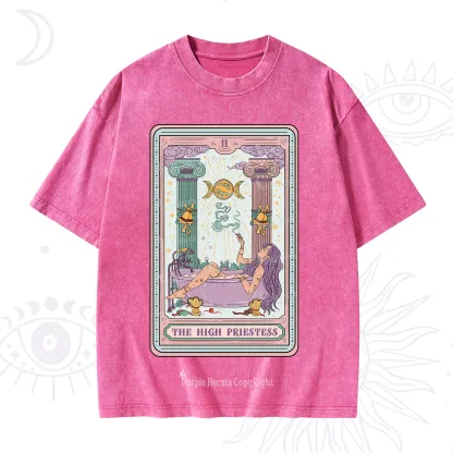 Purplehecate The High Priestess Tarot Christmas Washed T-Shirt